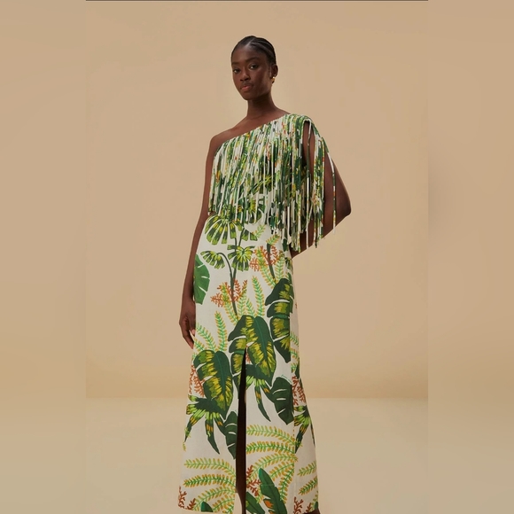 FARM Rio Tropical Forest Frienged Midi Dress - Picture 1 of 16